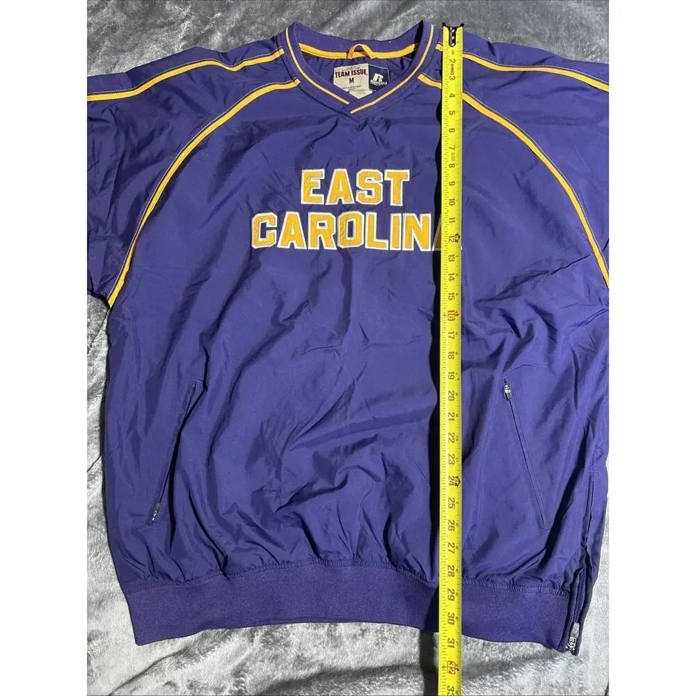 ECU East Carolina Pirates Russell Men M Team Issue Purple Windbreaker Pullover - Picture 5 of 7
